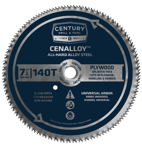 Century Drill And Tool Cenalloy Circular Saw Blade 7-1/4″ X 140t X Universal Arbor Plywood (7-1/4″ X 140T)