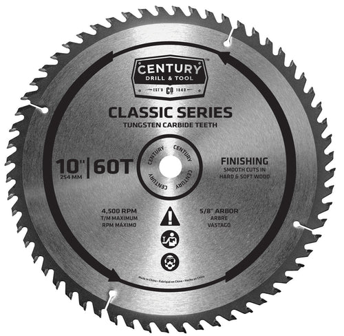 Century Drill And Tool Classic Series Circular Saw Blade 10″ X 60t X 5/8″ Arbor Finishing (10″ X 60T X 5/8″)