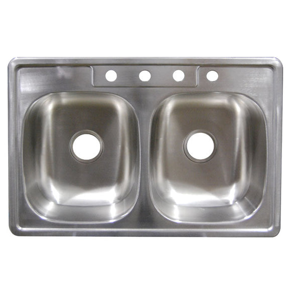 Brokering Solutions Sinks 22” Stainless Steel Sink - Double Bowl Top Mount - SS33228 (22