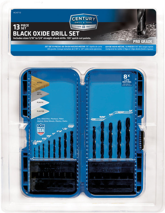 Century Drill And Tool 13 Piece Pro Grade Black Oxide Drill Bit Set (13 Piece)