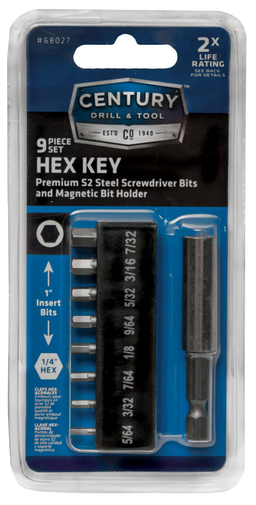 Century Drill And Tool 7 Piece S2 Hex Key Screwdriving Bit Set (7 Piece)