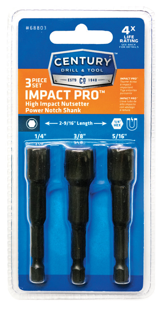 Century Drill And Tool 3 Piece Impact Pro Magnetic Nutsetter Set (3 Piece)